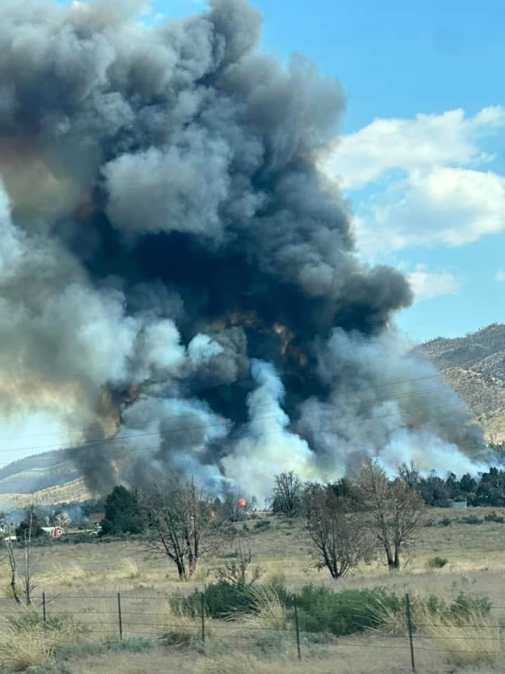 Home Fire burning in Douglas County, US395 closed in the area