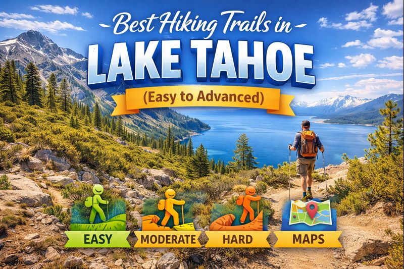 Hiker overlooking Lake Tahoe on one of the best trails around the basin