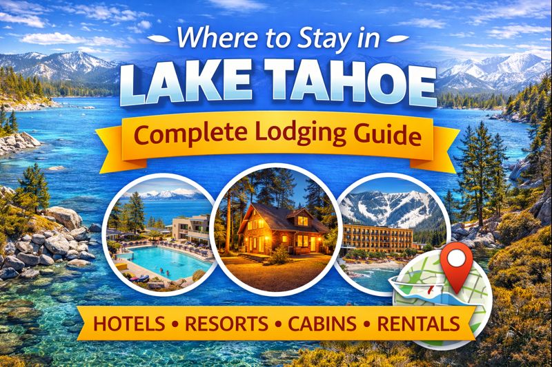 Lake Tahoe lodging with mountain and lakeside scenery