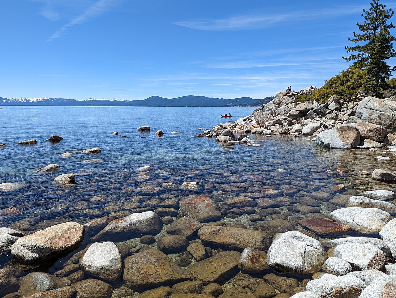 Clear water and granite boulders at Sand Harbor, Lake Tahoe